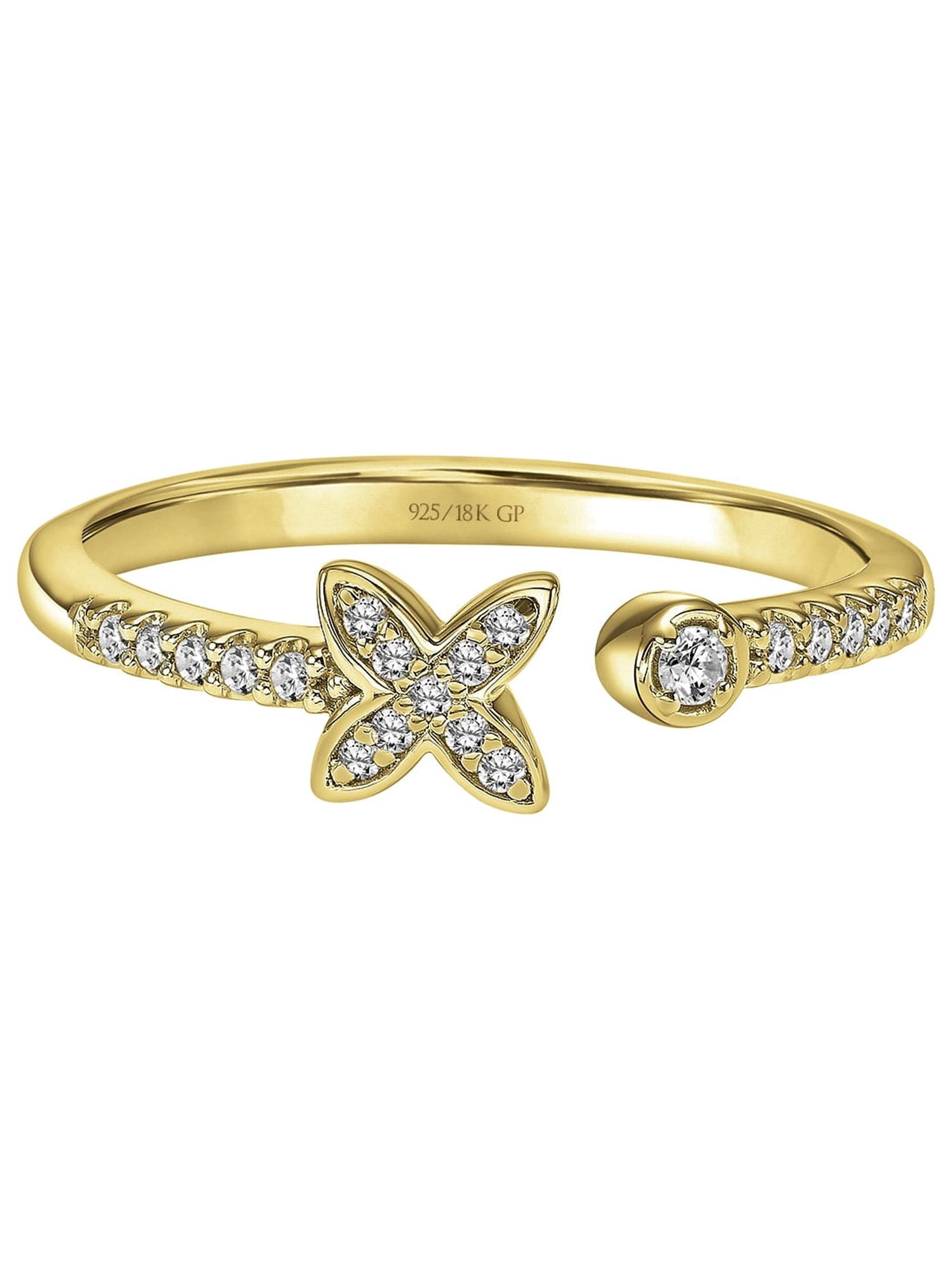 Keepsake 1/10 Carat T.W. Diamond Open Butterfly Anniversary Ring in 18k Yellow Gold Over Sterling Silver