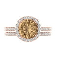 thumbnail image 2 of Clara Pucci 18K Rose Gold 2.52 Simulated Champagne Engraveable Engagement Ring + Wedding Band Set, 2 of 7