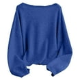 thumbnail image 7 of Women's Bow Tie Front Cardigan Sweater Long Sleeve Knit Sweaters Top Color: Blue Size: L, 7 of 7