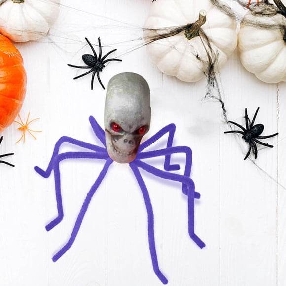 Halloween Skull Spider Prop for Terror Decoration Party Supplies Scary Venue Decor with Furry Legs and Realistic Design