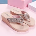 thumbnail image 5 of Summer Slippers Fashion Rhinestones Wedges Flip Flops Women's Casual Beach Shoes Rhinestone Flip Flops for Women Black Rhinestone Thong Flip Flops for Women, 5 of 5
