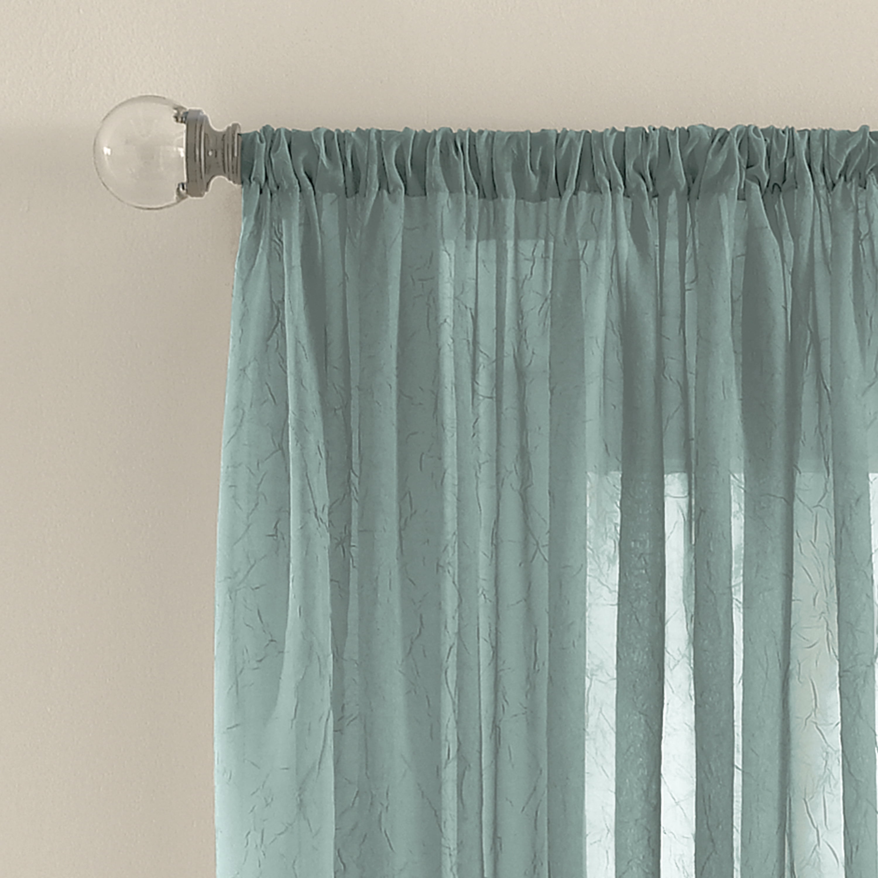 Better Homes & Gardens Crushed Voile Sheer Indoor Curtain Single Panel, Seaglass Green, 51"W x 63" L, Adult