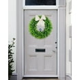 thumbnail image 4 of Spring Wreath 18 Inch Artificial Boxwood Front Door Green Farmhouse Wreath, 4 of 6
