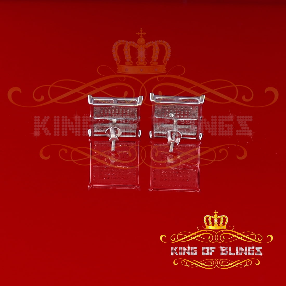 King of Bling's 0.31ct Diamond Stud Earrings For Women White 925 Sterling Silver Stud For Men