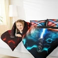 thumbnail image 4 of jejeloiu Neon Light Sword Full Size Comforter Sets,Cartoon Lightsaber Gaming Bedding Comforter Set,3D Geometric Hexagon Bedding Sets For Kids,Luxury Bedroom Decor Reversible,3pcs, 4 of 8