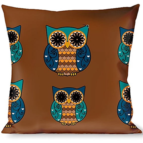 Buckle-Down Throw Pillow - Owls Brown Pastel