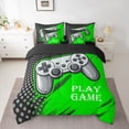 thumbnail image 2 of Feelyou Gaming Controller Kids Twin Bedding Sets 7-Piece, Green Abstract Bedding Comforter Set, Cartoon Video Game Lover Reversible Sheet Sets, Super Cozy Room Decor, 2 of 7