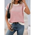 thumbnail image 5 of Women'S Sweater Vest Striped Pullover Tank Top Round Neck Cap Sleeve Summer Casual Clothes Red XL, 5 of 10