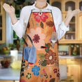 thumbnail image 6 of Pioneer Flower Floral Print Pattern Apron-Garden Aprons for Women with Pockets-Cotton Linen Waterproof Kitchen Cooking Gardening Aprons Adjustable for Kitchen,Cooking,BBQ and Salon 33x27 Inch, 6 of 7