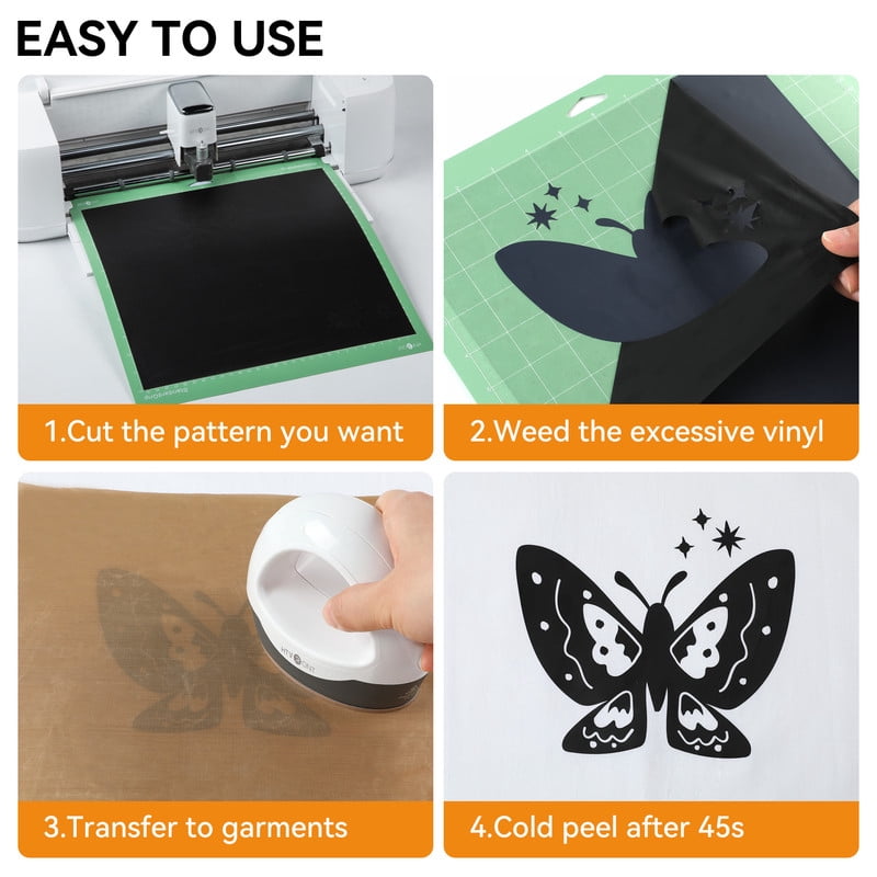 HTVRONT Heat Transfer Vinyl Roll-12" x 6ft for Shirts, Iron on Vinyl for All Cutting Machine-Easy to Cut & Weed for Heat Transfer Design -Tangerine