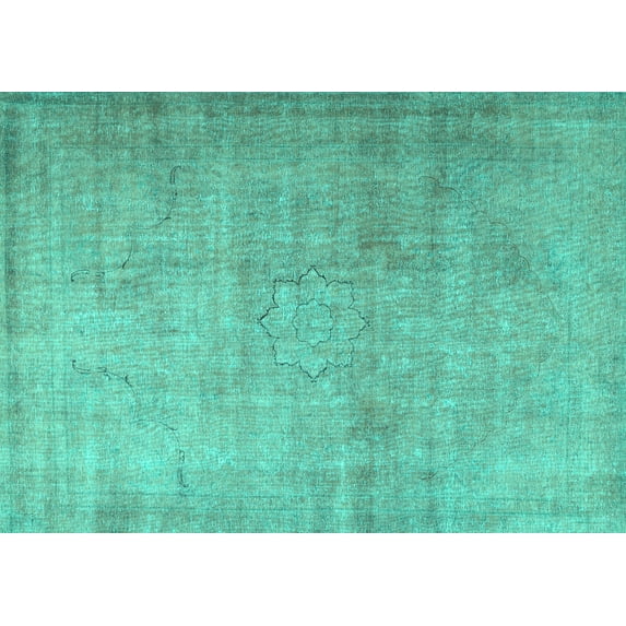 Ahgly Company Machine Washable Indoor Rectangle Persian Turquoise Blue Traditional Area Rugs, 6' x 9'