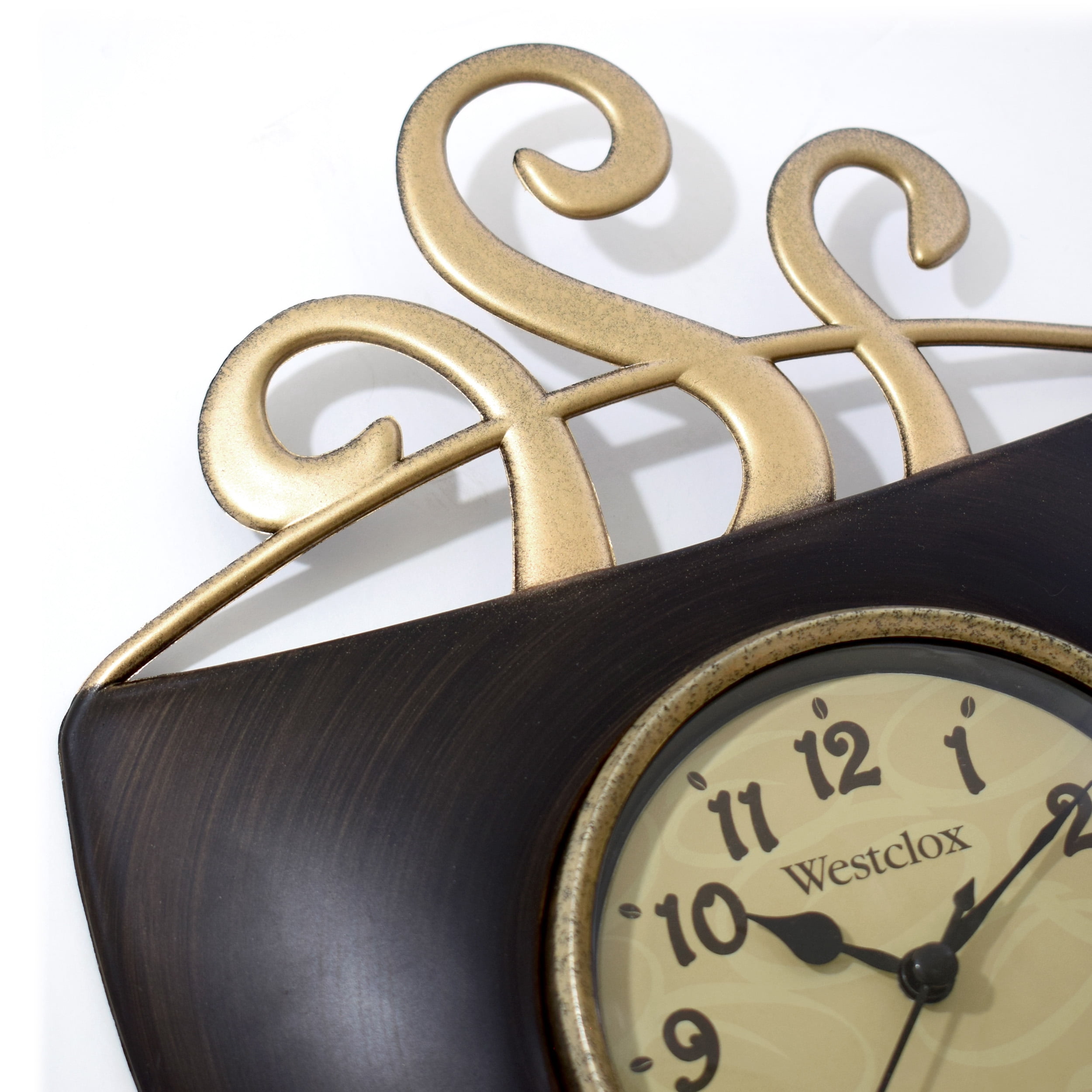 Westclox 12.5" Quartz Coffee Cup Shape Indoor Wall Clock, Easy To Read