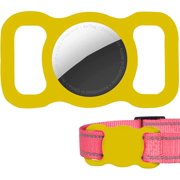 Protective Airtag Case for Dog Collar, Pet/Dog Collar Holder Case Compatible with Apple AirTag, Waterproof Airtag Loop for GPS Tracker Lightweight Soft Anti Scratch Anti Lost Yellow