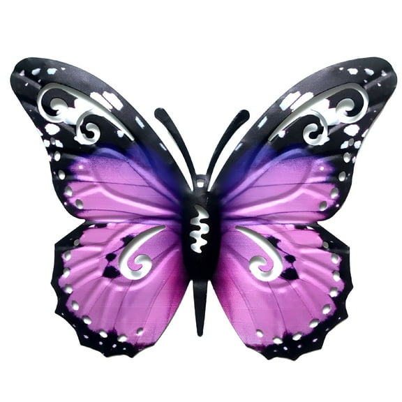 LAMIRO Metal Butterfly Wall Decoration Glass Outdoor Wall Art Sculpture Sky Garden Decoration Home Garden - Purple