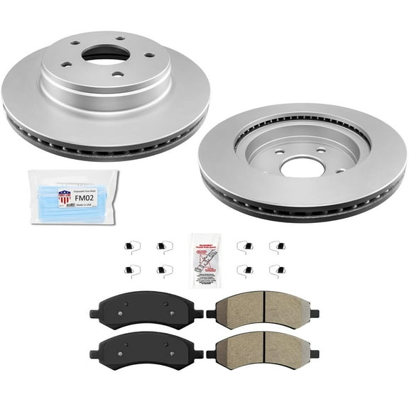 Front Coated Disc Brake Rotors Pads Hardware Fits for 2006-2018 Ram 1500