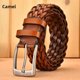 thumbnail image 5 of Cinturón de cuero tejido a mano para hombre, cinturón de cintura con capa superior de piel de vaca, hebilla Retro, cinturón informal versátil a la moda para jóvenes y mayores, 5 of 5