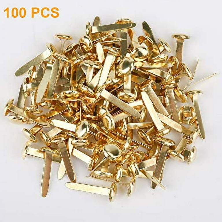 Uxcell 18x24mm Mini Brads Round Paper Fasteners for Art Crafting, Gold Tone 100Pack, Size: 18 mm x 24 mm