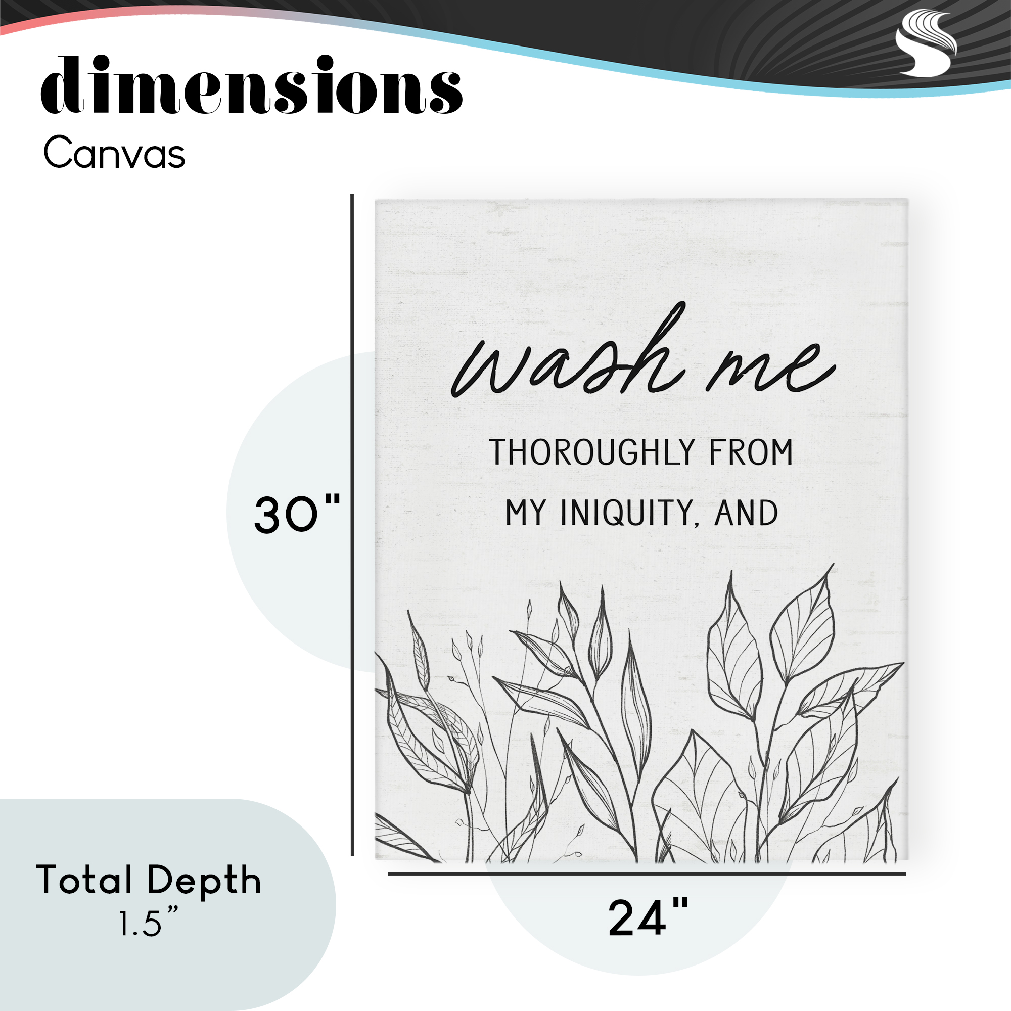 Wash Me Thoroughly Scripture Canvas Wall Art, design by Lettered and Lined
