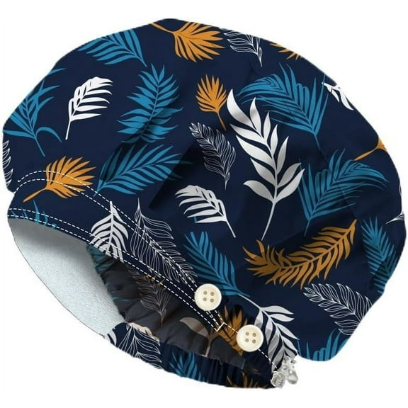 Bouffant Scrub Caps Cotton Nurse Scrub Hats With Button Sweatband Adjustable Surgical Caps for Nursing Cooking 1pc