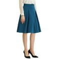 thumbnail image 4 of INSPIRE CHIC INSPIRE CHIC Women's Office Work Skirts Belted Waist Midi A-Line Pleated Skirt S Blue, 4 of 7