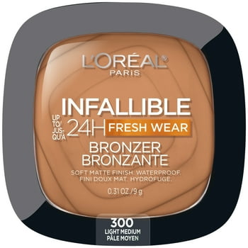 L'Oreal Paris Infallible Up to 24H Fresh Wear Soft Matte Bronzer, Light Medium, 0.31 oz