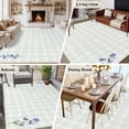 thumbnail image 5 of Large Area Rugs for Living Room Bedroom, Blue Spring Floral 8'x10' Rug Washable Carpet Runner Indoor Outdoor, Watercolor Teal Plaid Summer Botanical Non Slip Floor Mats Rug for Kitchen, Patio, 5 of 8