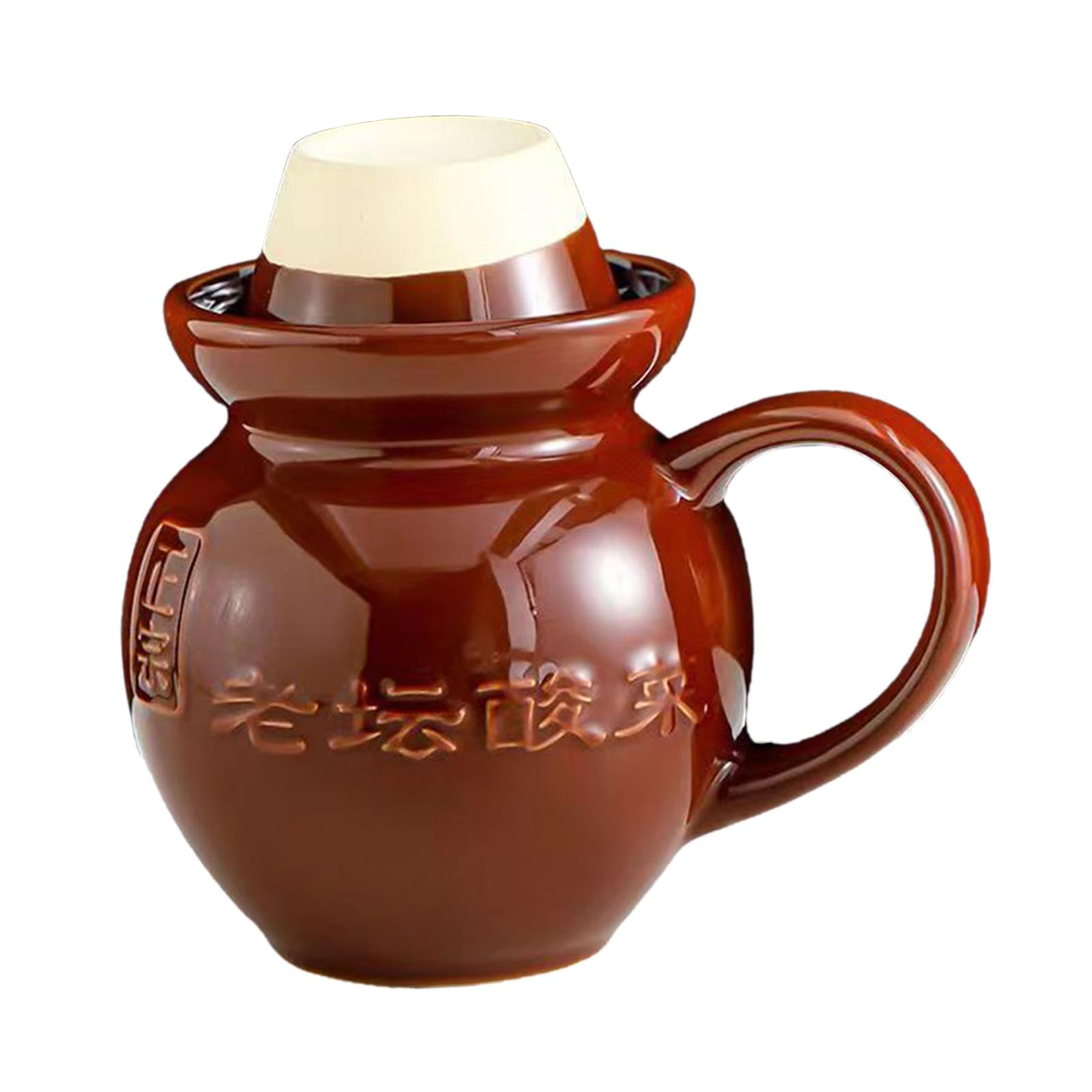 Coffee Mugs Ceramic Jar Ginger Jar Tea Canister Novelty Spice Jars Traditional Multipurpose with Handle And Lid 450ml Espresso Mugs Cup