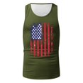 thumbnail image 3 of kpoplk Men's American Flag Tank Tops Summer Short Sleeved Tee Workout T-Shirts Beach Athletic Undershirts(Army Green,XXL), 3 of 4