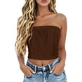 thumbnail image 6 of Uooqdmx Tube Tops for Women, Bandeau Tops for Women, Strapless Tops for Women, Eyelet Tops for Women, Crop Tank Tops for Women, Brown XXL, 6 of 7