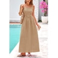 thumbnail image 3 of Vestido largo PRETTYGARDEN a cuadros con cuello cuadrado, línea A, para mujer, 3 of 9