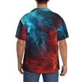 thumbnail image 3 of Sikiie Red And Blue Fire Men's Wrinkle Free Untucked Cuban Shirt Business Casual Button Down Shirts Short Sleeve Shirt3X-Large, 3 of 5