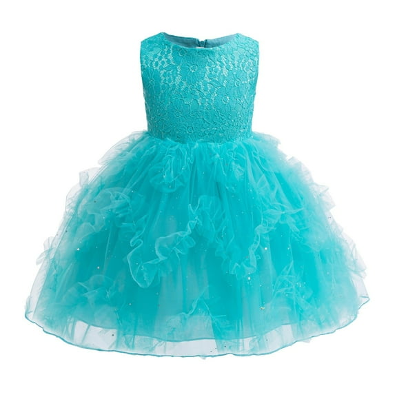 ZACPNCV Baby Toddler Girls' Special Occasion Dresses Wedding Flower Girl Dress Birthday Ball Gown Sky Blue 3-4 Years