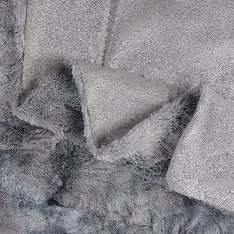 Unique Bargains Soft Luxury Faux Fur Blanket, Twin, Gray, Warm and