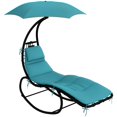 thumbnail image 1 of Outsunny Tanning Chair with Sunshade Roof Chaise Lounge Chair, Turquoise, 1 of 10