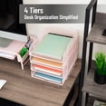 thumbnail image 2 of Mind Reader Stackable Paper Tray, Desktop Organizer, Metal 10.5"L x 13.5"W x 11.25"H, 4 Pieces., Pink, 2 of 6