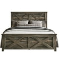 thumbnail image 3 of Home Design Niles King Panel Bed Frame with X-Shaped Panel Design and Rustic Wood Finish, Brown, Easy Assembly, 3 of 7