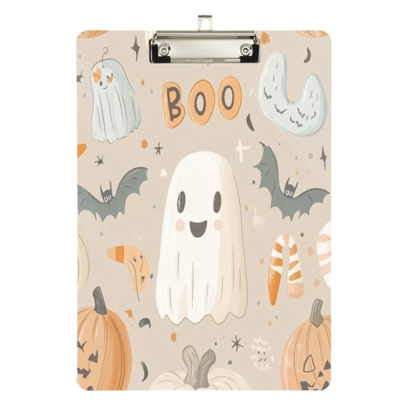 FORMRS Acrylic Clipboard with Low Profile Clip Standard A4 Letter Size, 12.5" x 9", Halloween Ghosts