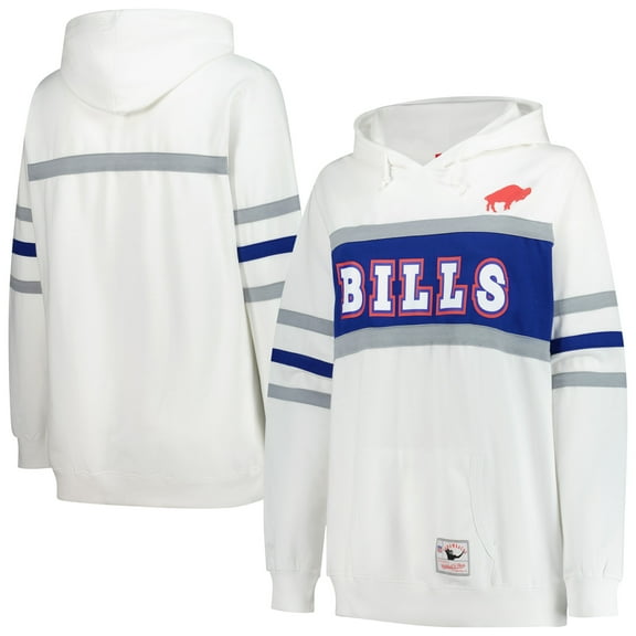 Women's Mitchell & Ness White Buffalo Bills Plus Size Head Coach Throwback Pullover Hoodie