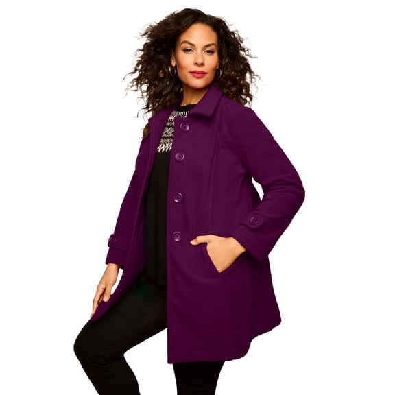 Roaman's Women's Plus Size Petite Plus Size Button Up Fleece Jacket