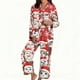 thumbnail image 2 of Puyaiuu Women 2 Piece Christmas Satin Pajama Set Cute Print Long Shirt Loose Shorts Matching Set Loungewear Gift, 2 of 5