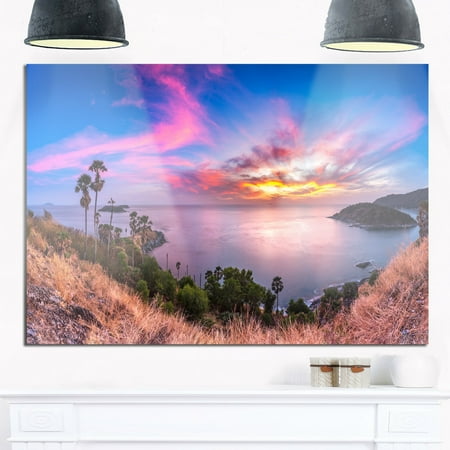 DESIGN ART Promthep Cape Best Phuket View Point - Extra Large Seashore Glossy Metal Wall (Best Access Point For Large Homes)