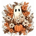 thumbnail image 3 of Cute Ghost Pumpkin Floral Unisex Crewneck Sweatshirt, Fall Graphic, 3 of 3