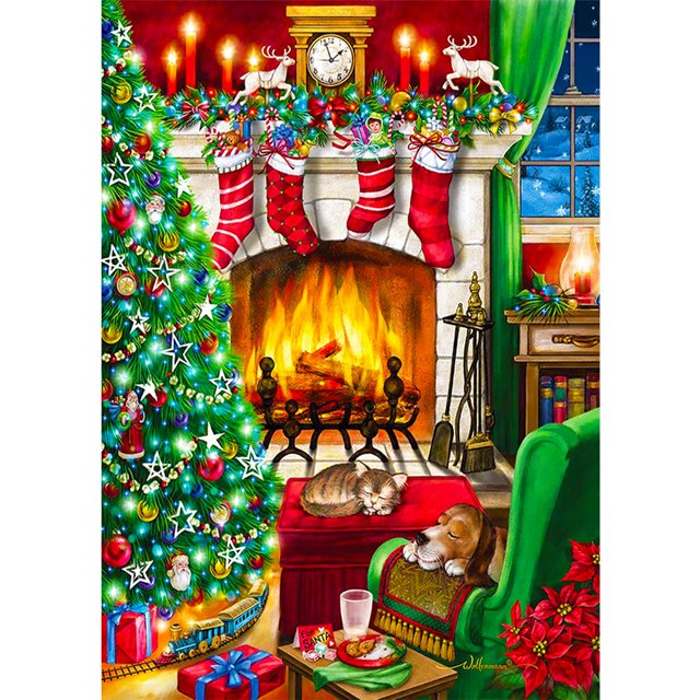 Pintura de diamante Navidad 5D DIY Taladro redondo completo Arte Decoración del hogar (GS3205) FLhrweasw Nuevo