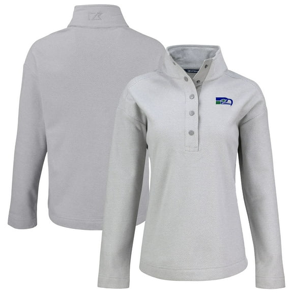Women's Cutter & Buck  Gray Seattle Seahawks Hunts Point Eco Half-Snap Sweatshirt