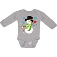 thumbnail image 3 of Inktastic Christmas Snowman in Top Hat with Candy Cane Boys or Girls Long Sleeve Baby Bodysuit, 3 of 5