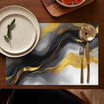 thumbnail image 4 of Black and Gold Marble Glitter Streaks Pattern Summer Placemats Table Placemats Set Of 6-Linen Kitchen Washable Placemats Table Mats 11.8"x17.7" Non-Slip Heat Resistant, 4 of 5