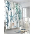 thumbnail image 3 of Fsddascl Summer Coastal Shower Curtain Set - Small 36" x 72" Washable Bathtub Curtain with 12 Hooks, Ocean Watercolor Starfish Shell Seaweed Waterproof Fabric Stall Shower Curtains for Bathroom, 3 of 6