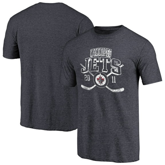 Men's Navy Winnipeg Jets Vintage Collection Line Shift Tri-Blend T-Shirt