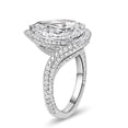 thumbnail image 6 of Blue Jewel Pear Cut 1.9Ct Excellent Lab Created Diamond Ring - 14K White Gold Plated Ring - Sweeping Wedding Bypass Ring for Women's - Anniversary Swirl Ring for Her - New Year Gift, 6 of 11
