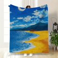 thumbnail image 2 of 1pc Ultra-Soft Flannel Blanket - Beach Scene with Moon & Clouds, All-Season Cozy Throw for Camping, Sofa, Bed & Office - Machine Washable, Stylish Decor & Ideal Gift, Versatile Indoor/Outdoor Use, Be, 2 of 9